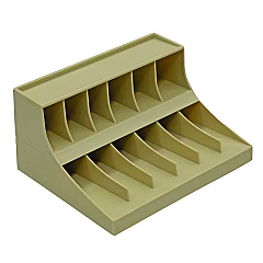 CONTROLTEK Coin Wrapper and Bill Strap 2-Tier Rack, 11 Compartments, 9.38 x 8.13 4.63, Metal, Pebble Beige (500013)