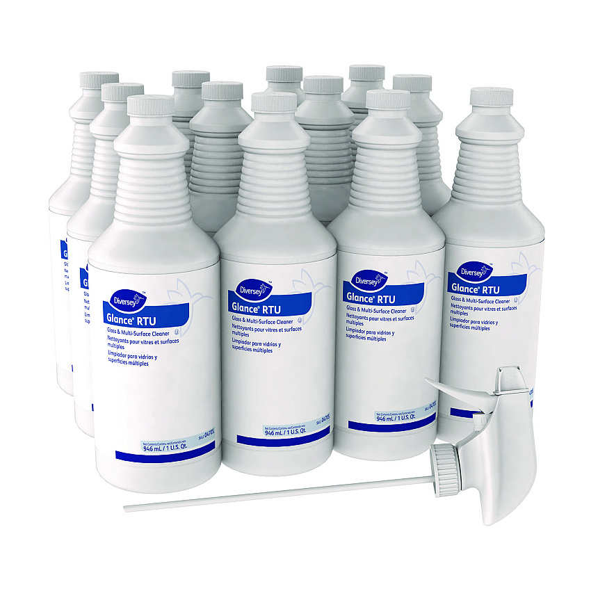 Diversey Glance Glass and Multi-Surface Cleaner, Original, 32 oz Spray Bottle, 12/Carton (04705)
