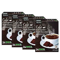 Cafe Escapes Dark Chocolate Hot Cocoa K-Cups, 24/Box, 4 Box/Carton (6802CT)