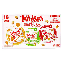 Whisps Baked Cheese Bites Variety Snack Packs, Assorted Flavors, 0.63 oz Packet, 18/Carton (22002347)