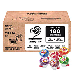 Coffee-mate Variety Pack, Assorted Flavors, 0.38 oz Mini Cups, 180/Carton (60003005)