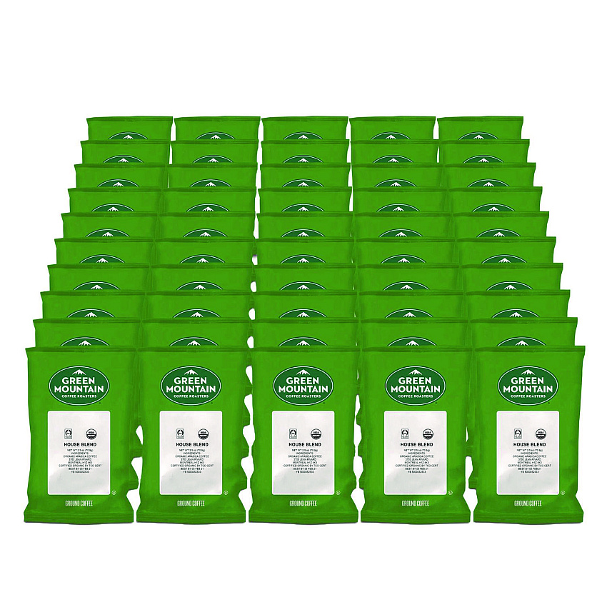 Green Mountain Coffee Fair Trade Organic House Blend Coffee, Fractional Packs, 2.5oz, 50/Carton (4493)
