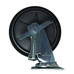 Rubbermaid Commercial 8" Swivel Caster with Brake for Housekeeping Cart, Mount Plate Stem, 8" Wheel, B/Silver, Set (FG6189L50000)