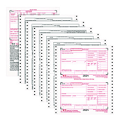 TOPS W-2 Tax Forms, Six-Part Carbonless, 5.5 x 8.5, 2/Page, (24) W-2s and (1) W-3 (2206C)
