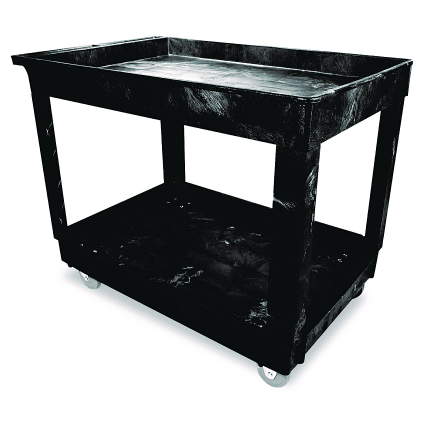 Rubbermaid Commercial Service/Utility Cart, Two-Shelf, 24w x 40d x 31.25h, Black (9T6700BLA)