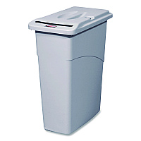 Rubbermaid Commercial Slim Jim Confidential Document Receptacle with Lid, Rectangle, 23 gal, Light Gray (9W15LGY)