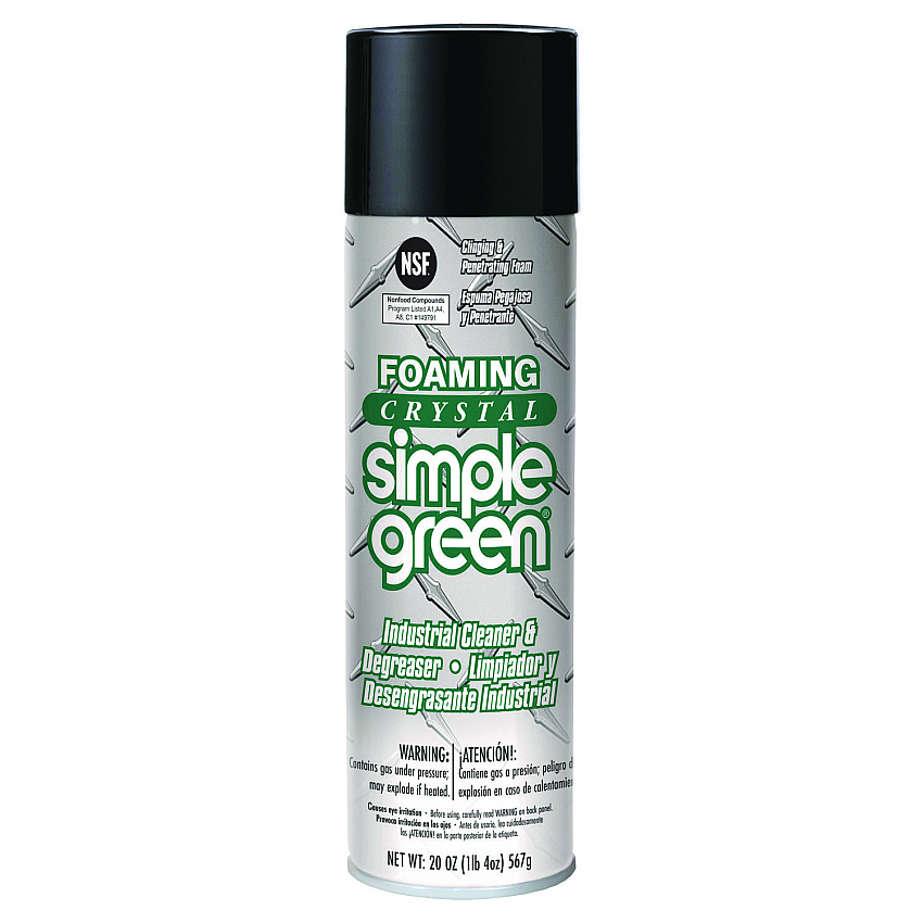 Simple Green Foaming Crystal Industrial Cleaner and Degreaser, 20 oz Aerosol Spray, 12/Carton (19010)