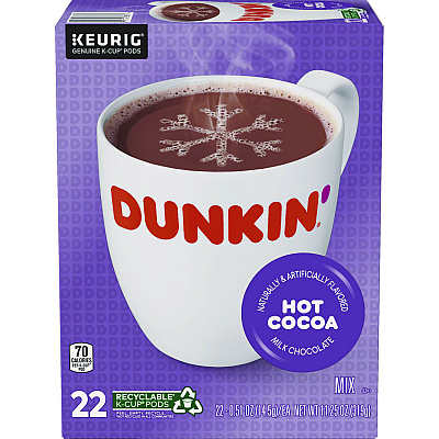 Dunkin Donuts Milk Chocolate Hot Cocoa K-Cup Pods, 22/Box (1261)