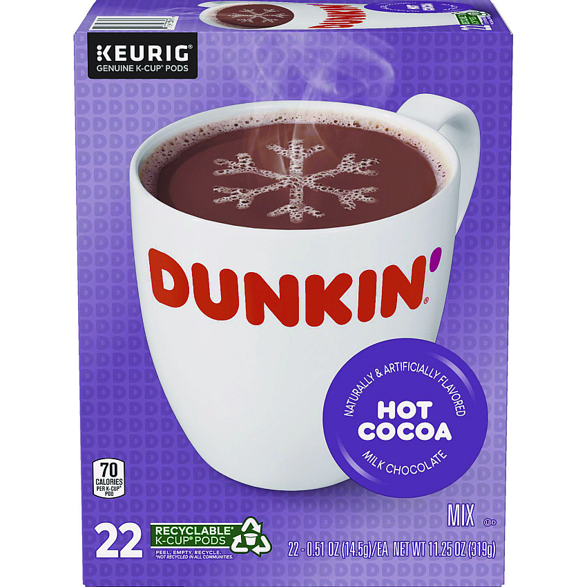 Dunkin Donuts Milk Chocolate Hot Cocoa K-Cup Pods, 22/Box (1261)