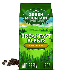Green Mountain Coffee Breakfast Blend Whole Bean Coffee, 18 oz Bag (7567EA)