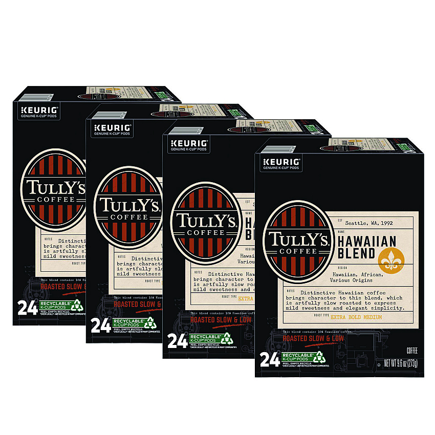 Tully's Coffee Hawaiian Blend Coffee K-Cups, 96/Carton (6606CT)