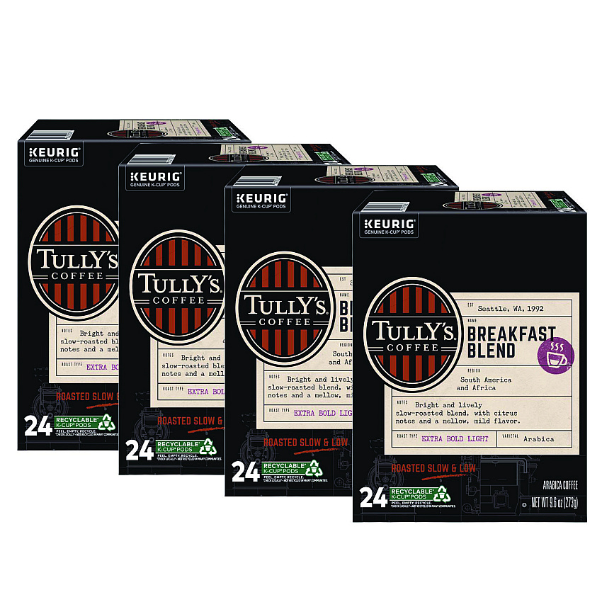 Tully's Coffee Breakfast Blend Coffee K-Cups, 96/Carton (192719CT)