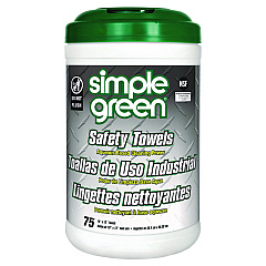 Simple Green Safety Towels, 10 x 11.75, White, Unscented, 75/Canister (13351)