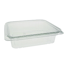Pactiv EarthChoice Tamper Evident Recycled Hinged Lid Deli Container, 48 oz, 8.3 x 7.87 x 2.38, Clear, Plastic, 150/Carton (TEHL8X848)