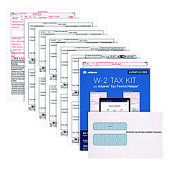 TOPS W-2 Tax Form/Envelope Kits, Six-Part Carbonless, 8.5 x 5.5, 2/Page, (24) W-2s and (1) W-3, 24/Sets (22904KIT)