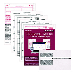 Adams 1099-MISC Five-Part Laser Forms and Envelopes, Fiscal Year: 2022, 5-Part Carbonless, 8 x 5, 2 Forms/Sheet, 10 Forms Total (22907KIT)