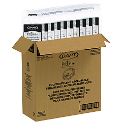 Dart Prima Strawless Plastic Lids, Fits 12 oz to 26 oz Cups, Clear, 100 Lids/Sleeve, 10 Sleeves/Carton (P626RSL)