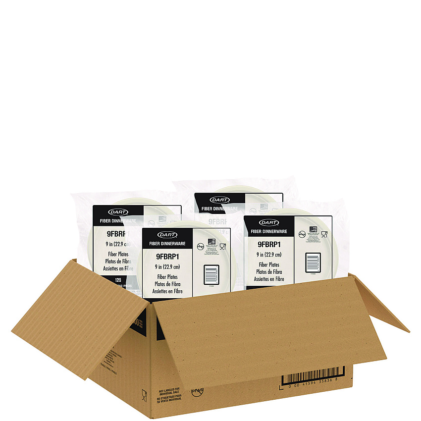 Dart Compostable Fiber Dinnerware, ProPlanet Seal, Plate, 9" dia, Natural, 500/Carton (9FBRP1)