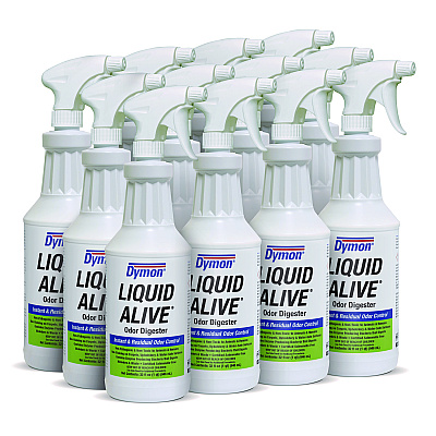 Dymon LIQUID ALIVE Odor Digester, 32 oz Bottle, 12/Carton (33632)