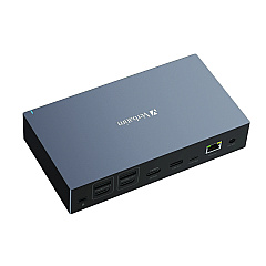 Compatible Verbatim USB-C Pro Docking Station 17-in-1, Audio/DisplayPort/HDMI/Micro SD/RJ45/SD/USB-A/USB-C, Gray (32172)