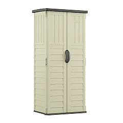 Suncast Commercial Vertical Storage Shed, 22 cu ft, 2 ft 8.25" x 2 ft 1.5" x 6 ft, Vanilla/Stoney (BMS1250)
