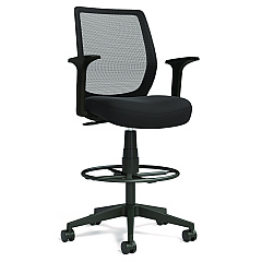 Alera Wessex Drafting Stool, Mesh Back, Supports Up to 275 lb, 27.95 to 33.66 Seat Height, Black Seat, Black Back, Black Base (ALEWX46BME17)