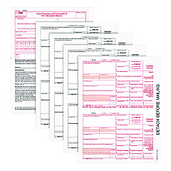 TOPS 1099-INT Tax Forms, Five-Part Carbonless, 5.5 x 8, 2/Page, 24 Forms (22983)