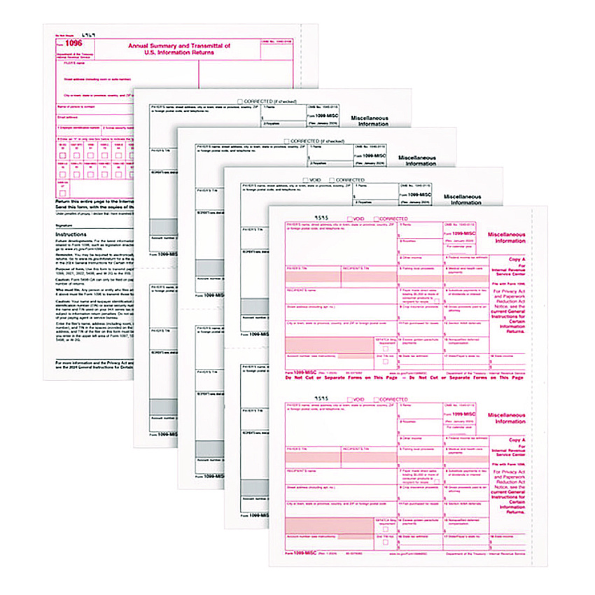 TOPS Five-Part 1099-MISC Tax Forms, 8.5 x 11, 2/Page, 50/Pack (22993MISC)