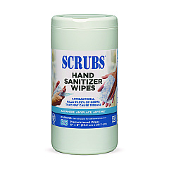 SCRUBS Hand Sanitizer Wipes, 6 x 8, Unscented, Blue/White, 85/Canisters, 6 Canisters/Carton (90985)