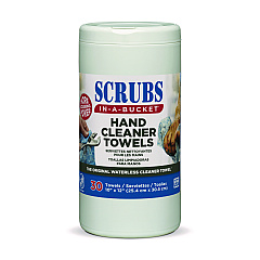 SCRUBS Hand Cleaner Towels, 10 x 12, Citrus, Blue/White, 30/Canister (42230)