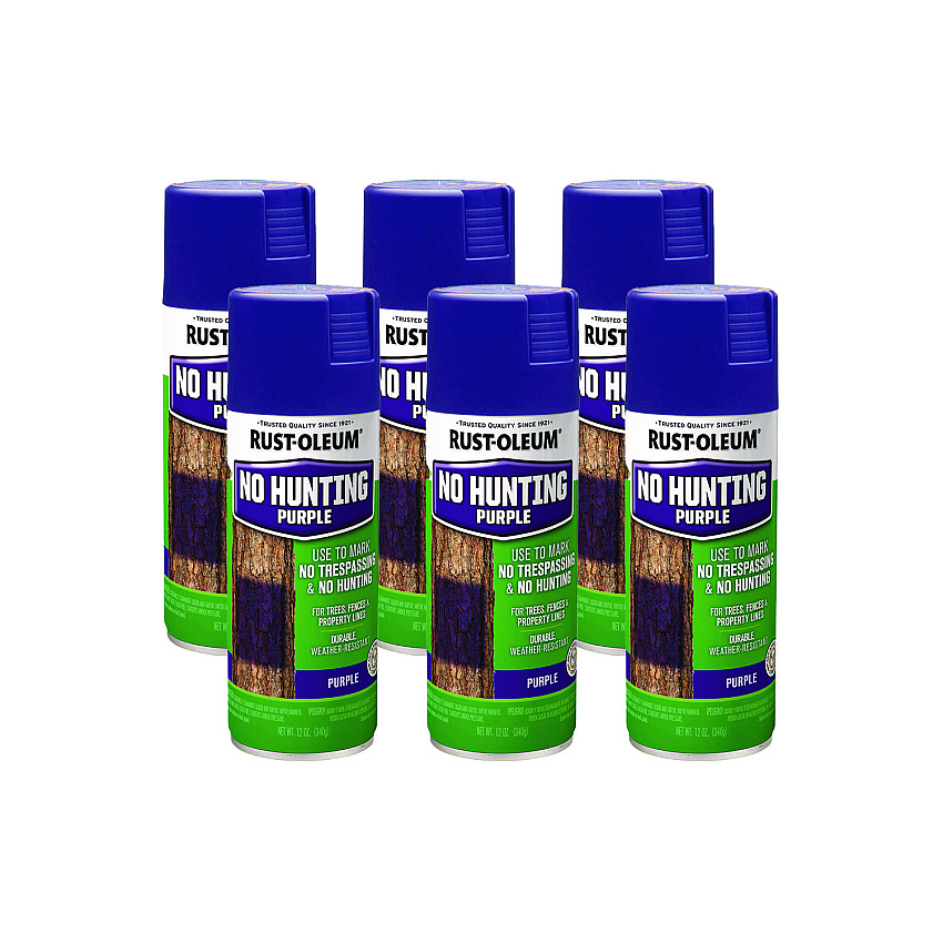 Rust-Oleum Specialty No Hunting Purple Spray Paint, Flat No Hunting Purple, 12 oz Aerosol Can, 6/Carton (270970CT)