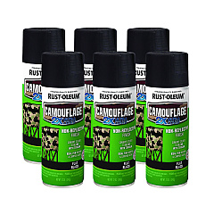 Rust-Oleum Camouflage Spray Paint, Flat Black, 12 oz Aerosol Can, 6/Carton (279179CT)