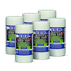 SCRUBS Graffiti and Paint Remover Towels, 10 x 12,  Orange on White, 30/Canister, 6 Canisters/Carton (90130CT)