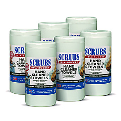 SCRUBS Hand Cleaner Towels, 10 x 12, Citrus, Blue/White, 30/Canister (42230CT)