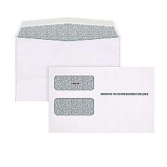 TOPS 1099 Double Window Envelope, Commercial Flap, Gummed Closure, Contemporary Seam, 5.63 x 9, White, 24/Pack (22222)