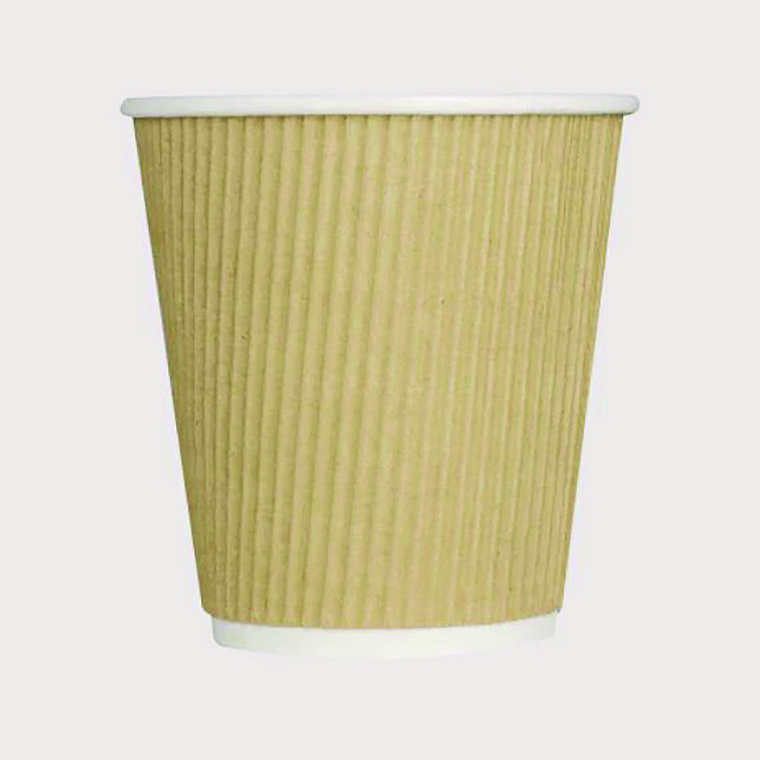 Karat Ripple Hot Cups, 10 oz, Kraft/White, 500/Carton (CKRC510)