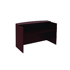 Alera Valencia Series Reception Desk with Transaction Counter, 71" x 35.5" x 29.5" to 42.5", Mahogany (ALEVA327236MY)