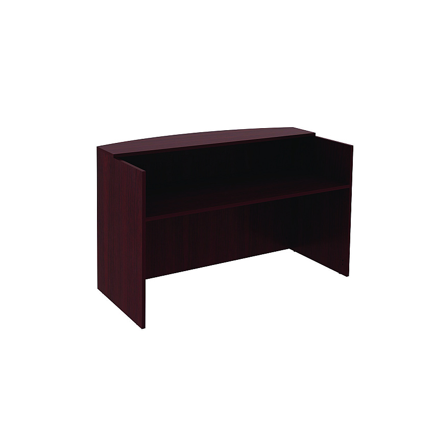 Alera Valencia Series Reception Desk with Transaction Counter, 71" x 35.5" x 29.5" to 42.5", Mahogany (ALEVA327236MY)