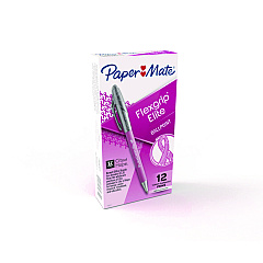 Paper Mate Write for Hope Edition FlexGrip Elite Ballpoint Pen, Retractable, Medium 1 mm, Black Ink, Pink Barrel, Dozen (70672)