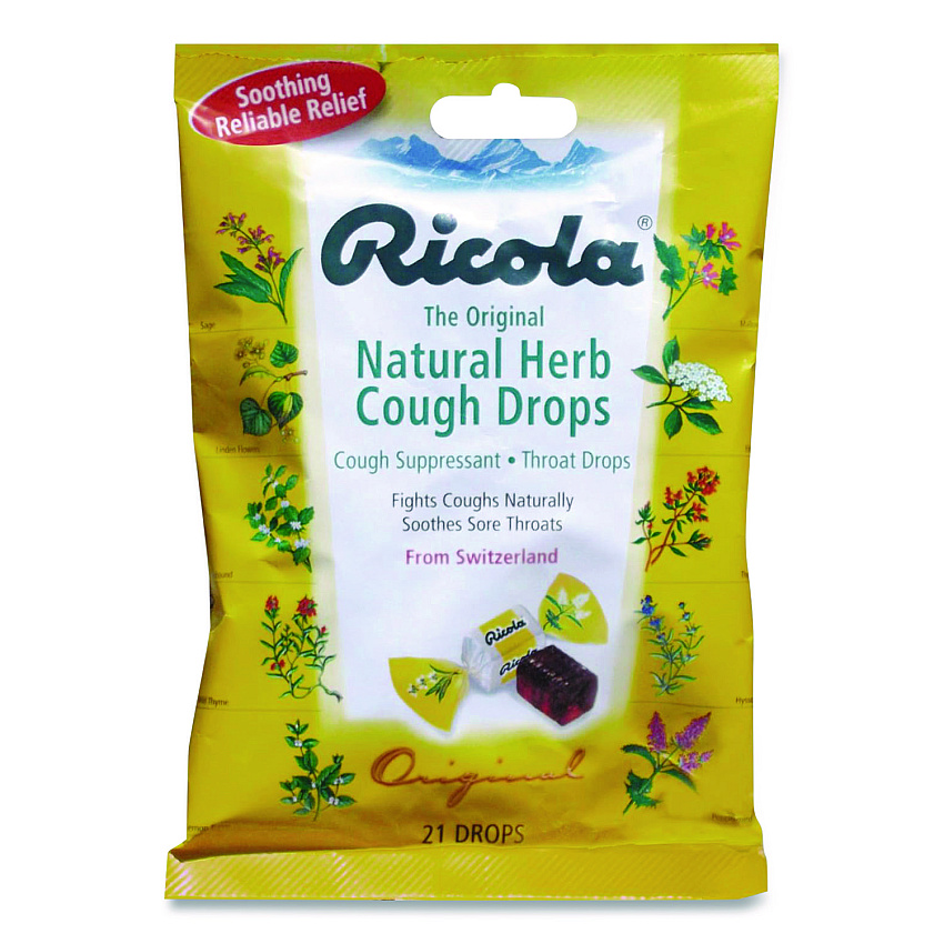 Ricola Cough Drops, Natural Herb, 21 Drops/Bag (7776)