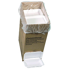 Pactiv Conventional Foam Hinged Lid Container, Very Shallow, 9 x 6.5 x 1.3, White, 150/Carton (YTH102070000)