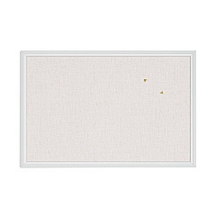 U Brands Linen Bulletin Board with Decor Frame, 30 x 20, Natural Surface/White Frame (2074U0001)
