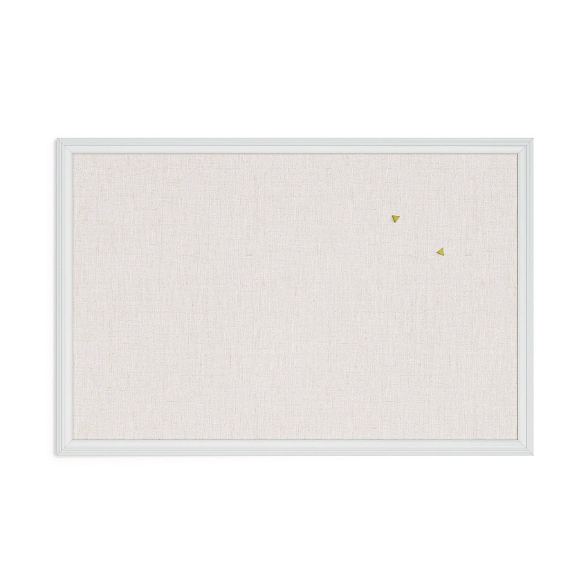 U Brands Linen Bulletin Board with Decor Frame, 30 x 20, Natural Surface/White Frame (2074U0001)