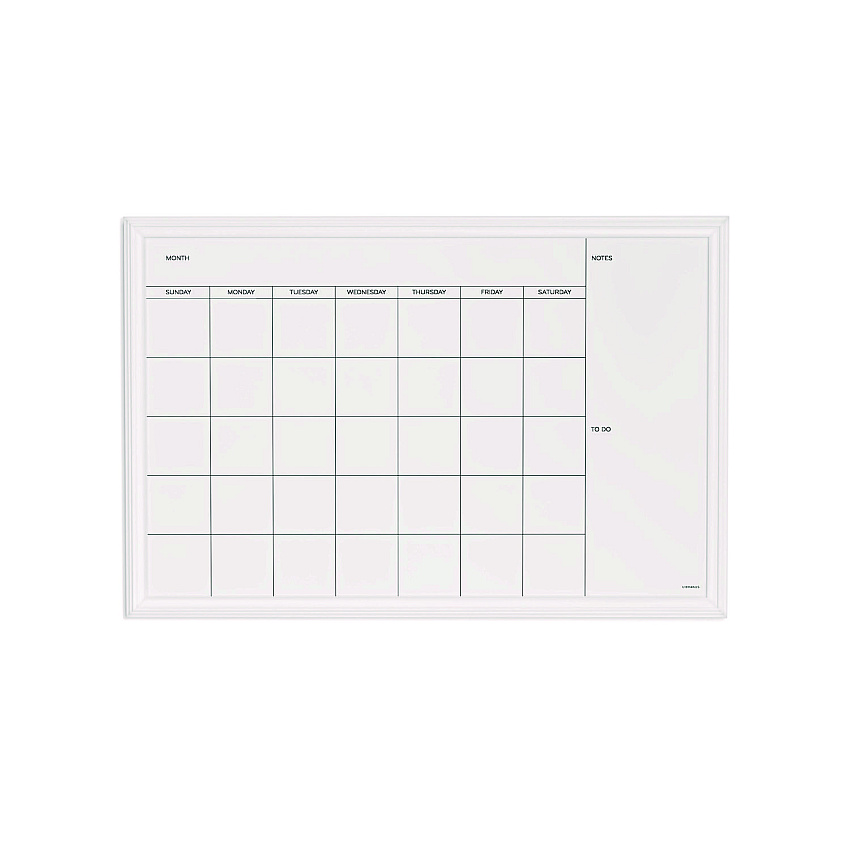 U Brands Magnetic Dry Erase Calendar with Decor Frame, 30 x 20, White Surface and Frame (2075U0001)