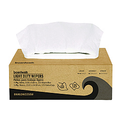 Boardwalk One-Ply Paper Wipers, 9.84 x 9.06, White, 125 Wipers/Box, 18 Boxes/Carton (BWKLDW2250W)