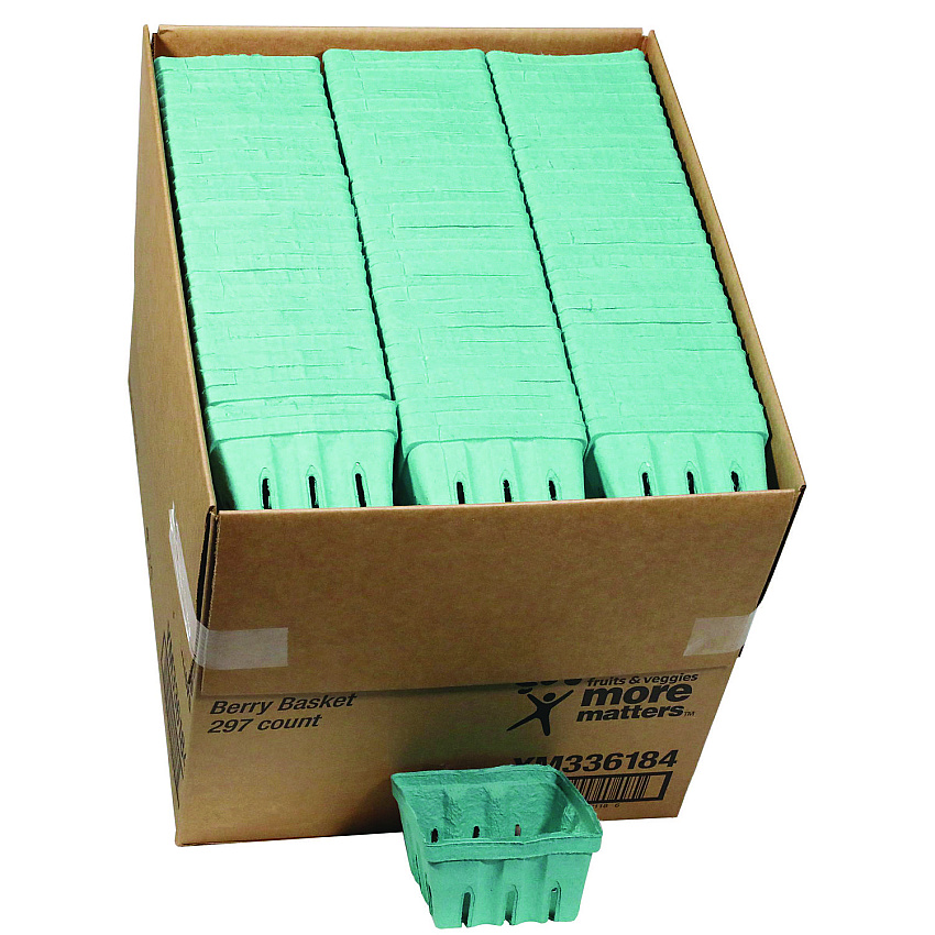 Pactiv Berigard Molded Fiber Berry Basket, Quart, 5.5 x 5.5 x 3.25, Green, 297/Carton (YM336184)