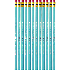 Prismacolor Col-Erase Pencil with Eraser, 0.7 mm, 2B (#1), Non-Photo Blue Lead, Non-Photo Blue Barrel, Dozen (20028)