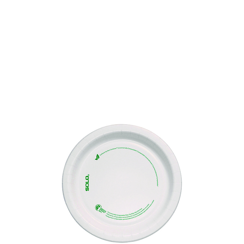SOLO Compostable Paper Dinnerware, ProPlanet, Plate, 6" dia, White, 125/Pack (MP6PLANETPK)