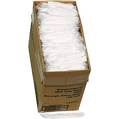 Pactiv Fieldware Cutlery Kit, 5.5" Spork, 10 x 8 Napkin, Standard Straw, Mediumweight, White, 1,000/Carton (FKQWSCHLCH)