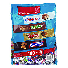 Mars Minis Variety Pack, Chocolate, 49.44 oz Bag, 180 Pieces (22002451)